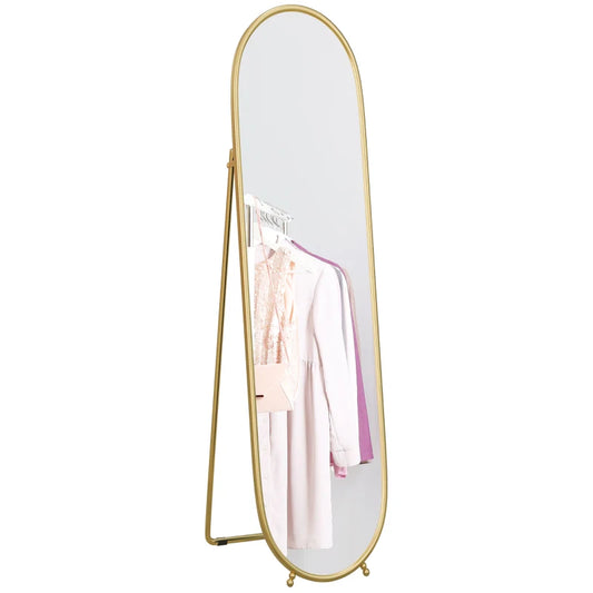40 x 160cm Full Length Mirror, Floor Standing, Wall-Mounted or Leaning Against Wall Tall Mirror w/ Support Frame | HOMCOM-0