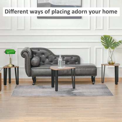 3 PCs MDF Steel Nesting Table Coffee Table Set Multifunctional End Side Table Living Room Furniture Walnut Wood Grain-3