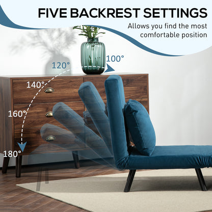 Click Clack Sofa Bed, Convertible Single Chair Couch with 2 Cushions, for Living Room, Bedroom, Navy Blue-3