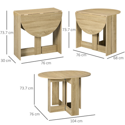Space-saving Drop Leaf Table, Folding Dining Table for Small Space, Kitchen, Dining Room, Oak-2
