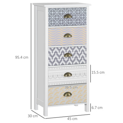 Chest of Drawers, 5-Drawer Tallboy Dresser with Metal Handles, Storage Cabinet Unit for Living Room, Bedroom-2