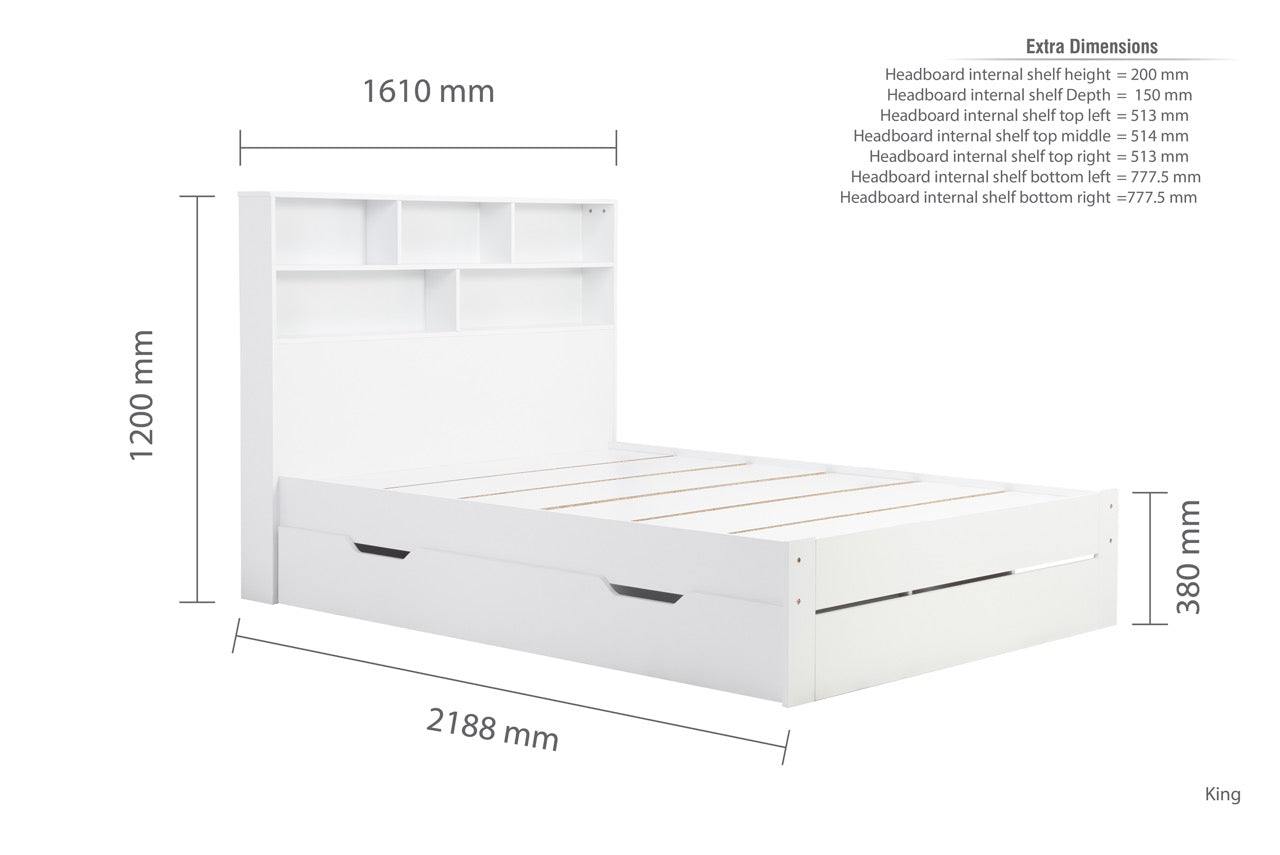 Alfie King Storage Bed White-2