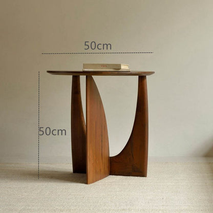 Round Solid Wood Side Geometric Designer Table