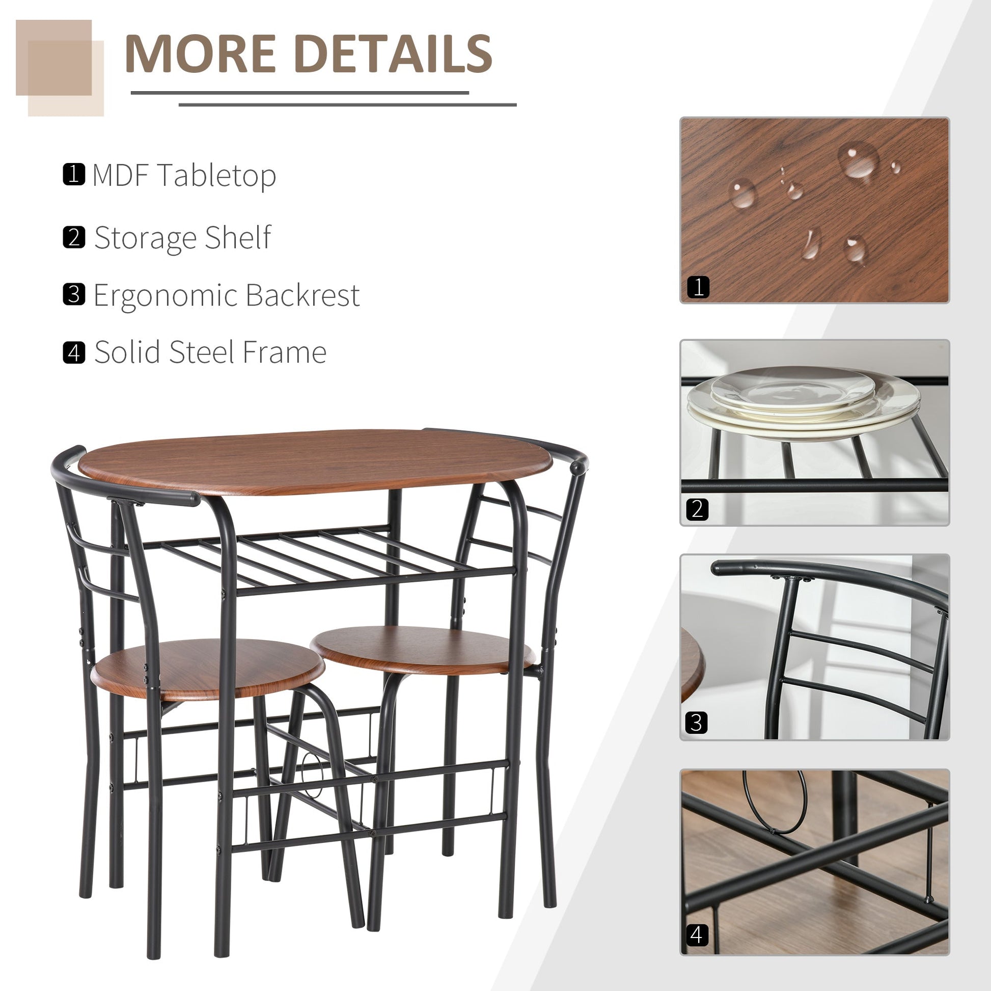 MDF 2 Person Dining Table Set 2-Seater Bar Stool and Table Set-3