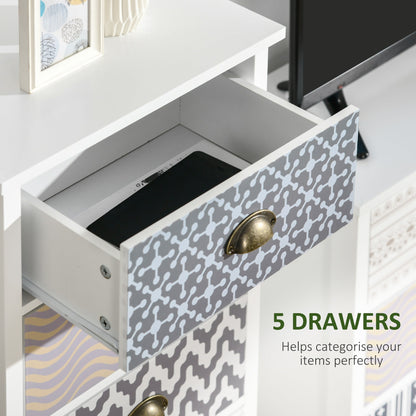 Chest of Drawers, 5-Drawer Tallboy Dresser with Metal Handles, Storage Cabinet Unit for Living Room, Bedroom-4