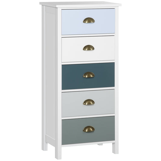 Chest of Drawers, 5-Drawer Dresser with Metal Handle, Slim Storage Organiser Unit for Living Room, Bedroom-0
