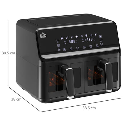 Family Air Fryer , 8L Double Air Fryer Oven w/ 8 Presets, Digital Display, Recipe Cookbook, 60min Timer for Oil Free & Low Fat, 2500W, Black-2
