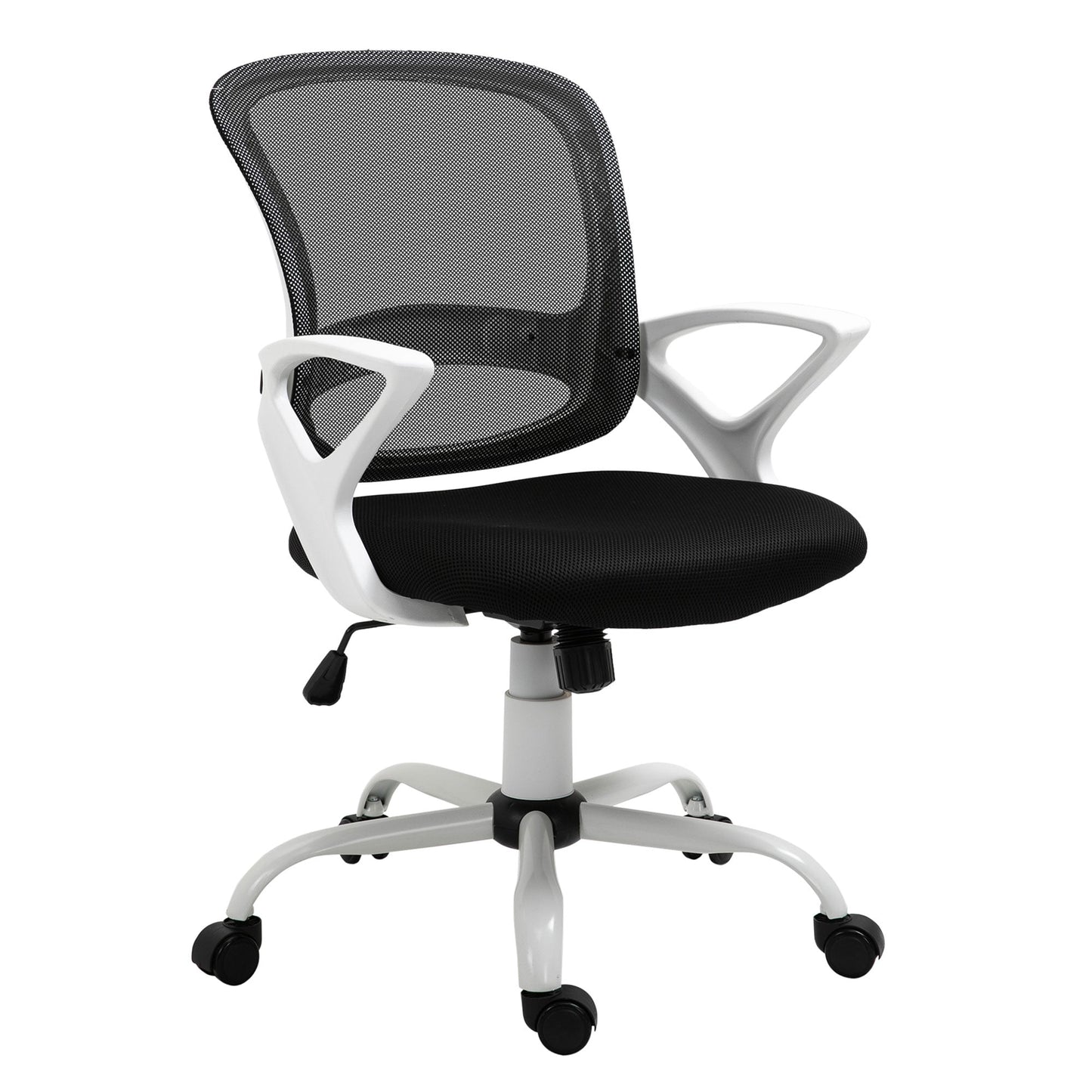 Office Chair Mesh Swivel Desk Chair with Lumbar Back Support Adjustable Height Armrests Black-0