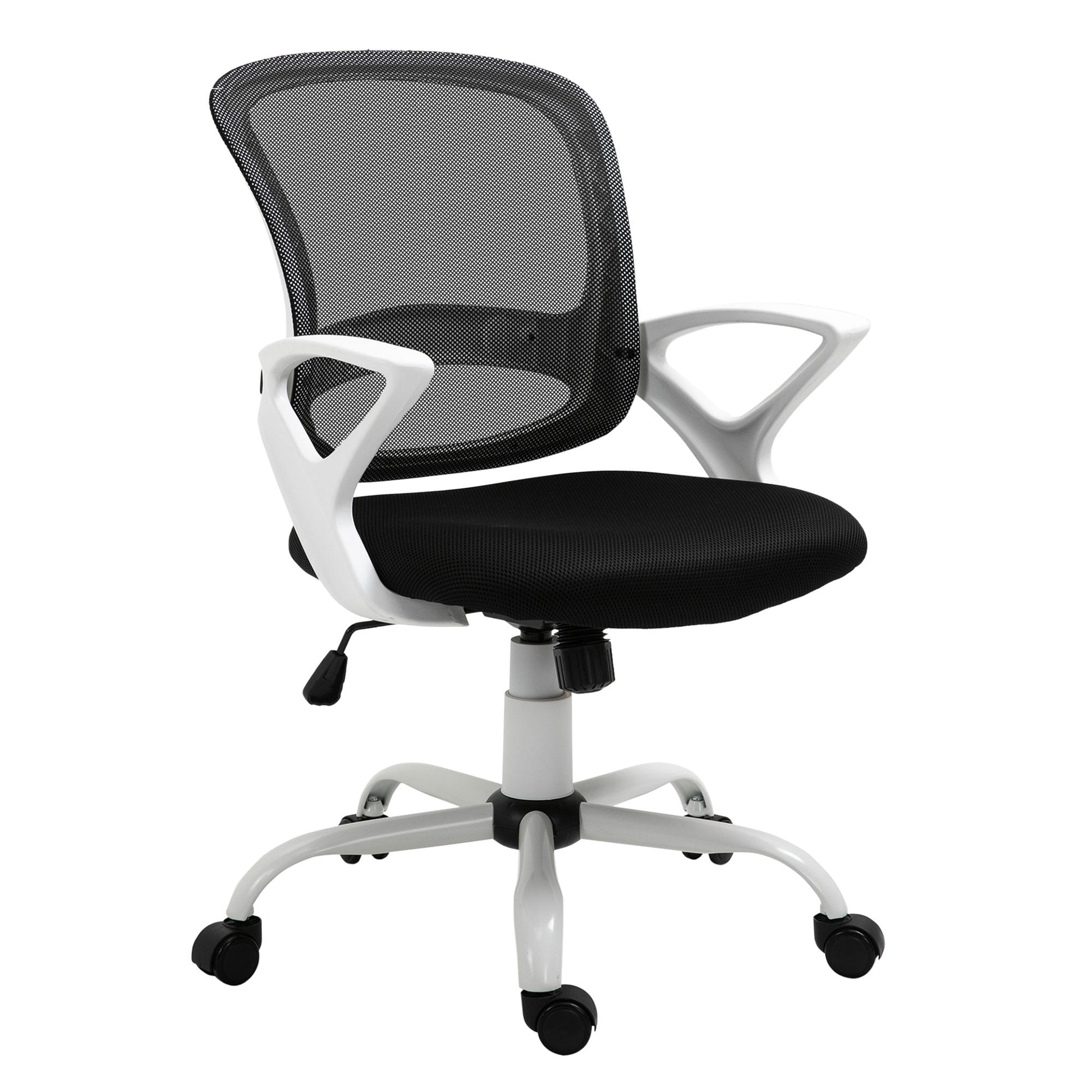 Office Chair Mesh Swivel Desk Chair with Lumbar Back Support Adjustable Height Armrests Black-0