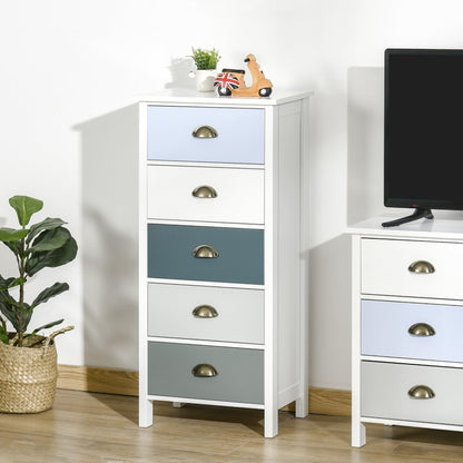 Chest of Drawers, 5-Drawer Dresser with Metal Handle, Slim Storage Organiser Unit for Living Room, Bedroom-1