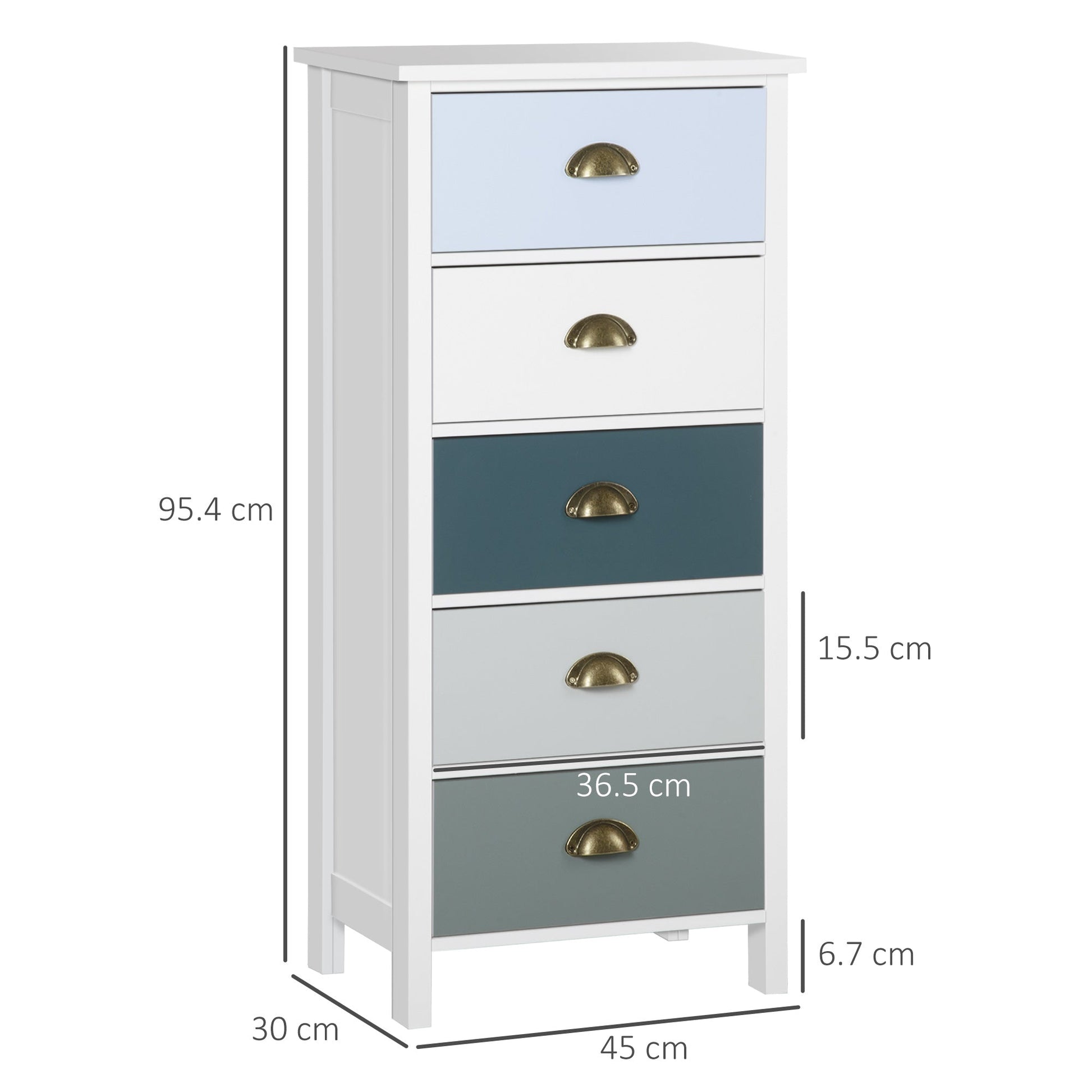 Chest of Drawers, 5-Drawer Dresser with Metal Handle, Slim Storage Organiser Unit for Living Room, Bedroom-2