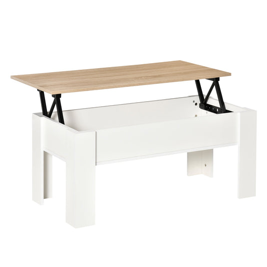 Lift Top Coffee Table with Hidden Storage Compartment, Lift Tabletop Pop-Up Center Table for Living Room-0