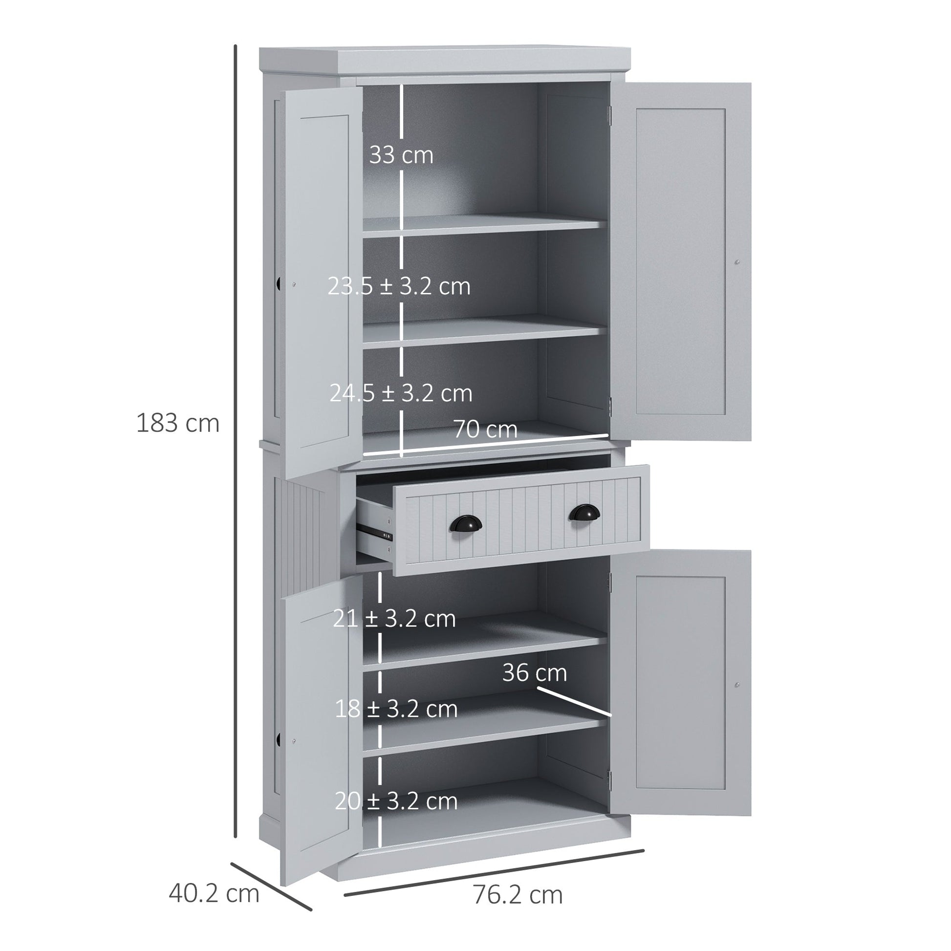 Freestanding Multi-Storage Kitchen Cabinet - Grey-2