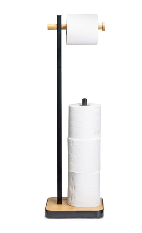 Croydex Bamboo Freestanding Toilet Paper Holder - Matt Black - Elite Casa Furniture