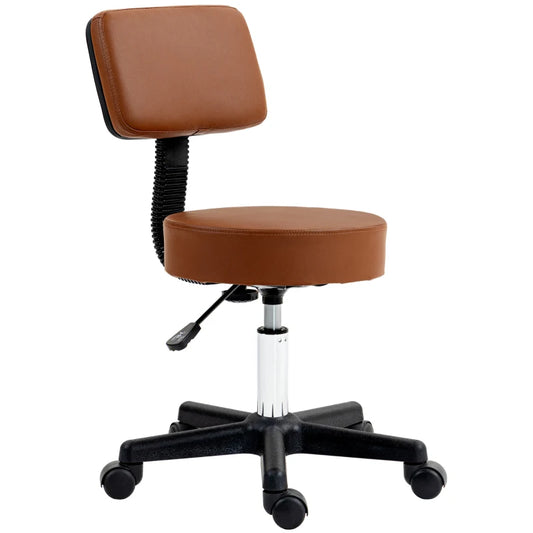 Beautician's Swivel Salon Chair with Padded Seat Back 5 Wheels Adjustable Height Salon Hairdressers Tattoo Spa Rolling Cushion 48cm | HOMCOM-0