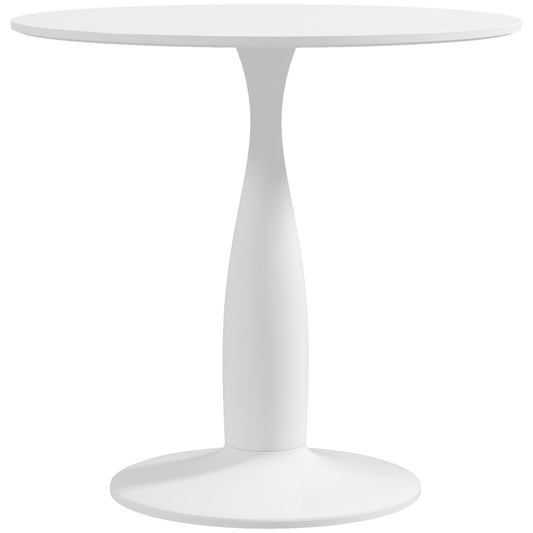 Round Dining Table, Modern Dining Room Table with Steel Base, Non-slip Foot Pad, Space Saving Small Dining Table-0