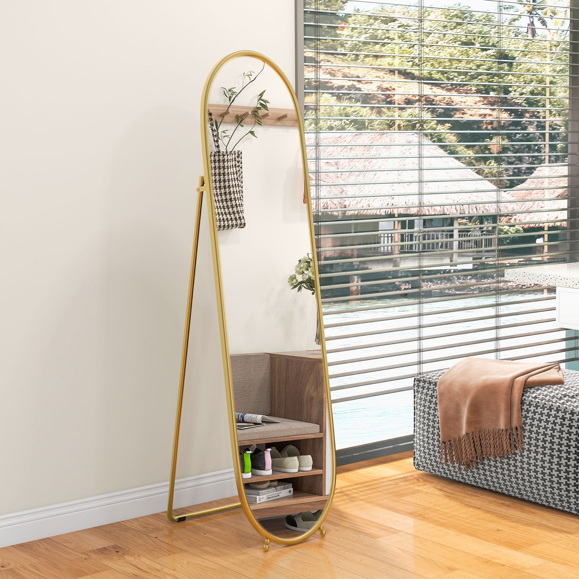 40 x 160cm Full Length Mirror, Floor Standing, Wall-Mounted or Leaning Against Wall Tall Mirror w/ Support Frame | HOMCOM-8