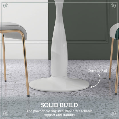 Round Dining Table, Modern Dining Room Table with Steel Base, Non-slip Foot Pad, Space Saving Small Dining Table-4